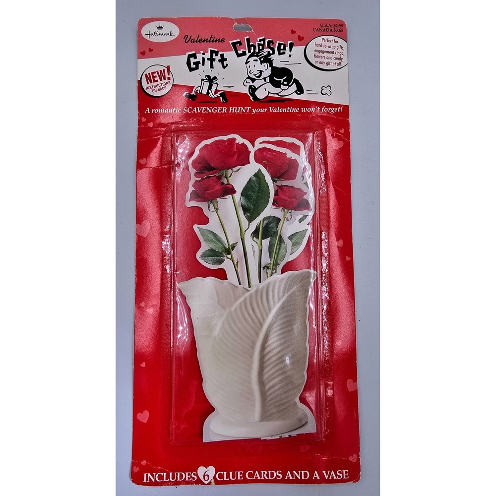 Vintage Hallmark Valentine Gift Chase Scavenger Hunt Kit 6 Clue Cards Red Rose